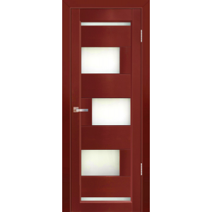 Дверь деревянная межкомнатная из массива ольхи, цвет Махагон, Модена, со стеклом